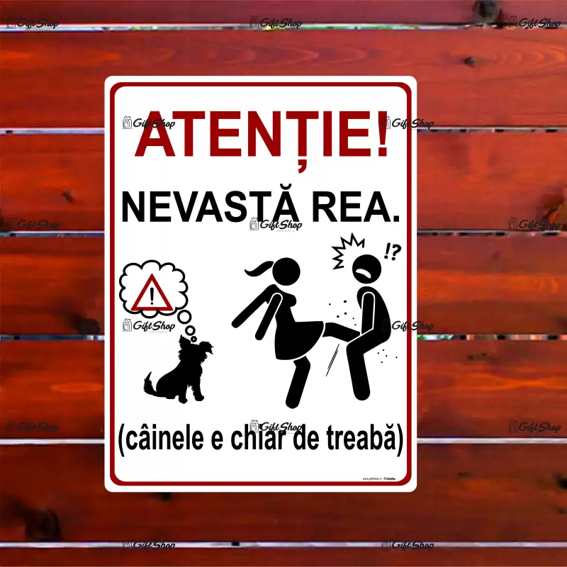 Atentie nevasta rea, indicator amuzant 100x150 mm